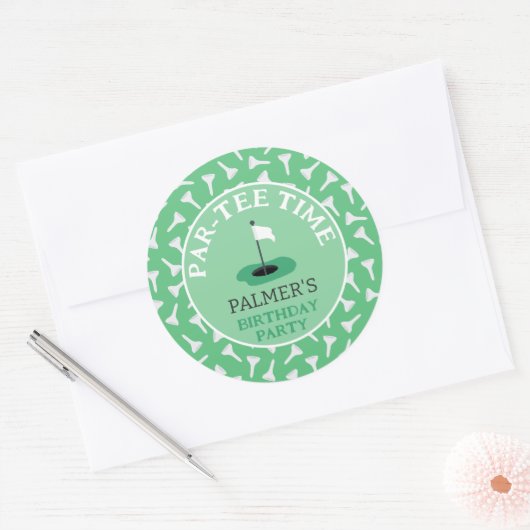 Party Time Golfen Verjaardagsfeest Ronde Sticker (Envelop)