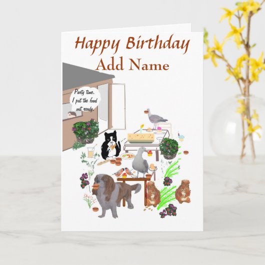 Party Time grappige verjaardagskaart, personaliser Kaart (Gele Bloem)