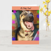 Party Time Happy Dog Verjaardag Kaart (Gele Bloem)
