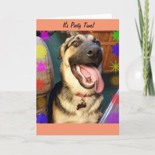 Party Time Happy Dog Verjaardag Kaart