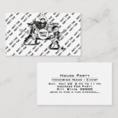 Party Time House Feestviering hand uit uitnodigen Visitekaartje (Voorkant / Achterkant)