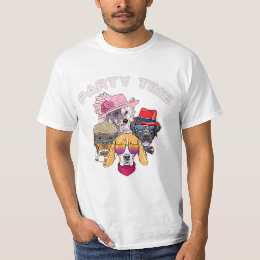 Party Time Kawaii Funny Animals T-shirt (Voorkant)