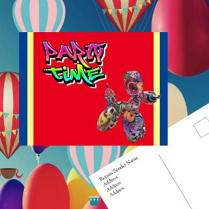 Party Time   Kleurrijke graffiti uitnodigen Briefkaart