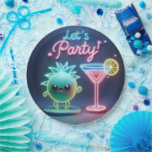 Party Time Neon Green Papieren Bordje (Feest)