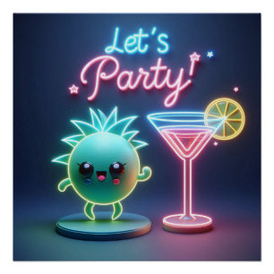 Party Time Neon Green Perfect Poster