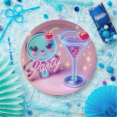 Party Time Neon Pink Papieren Bordje (Feest)