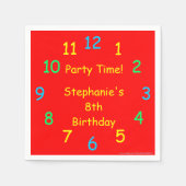 Party Time Paper Napkins, 8th Birthday, Red, Kinde Servetten (Voorkant)