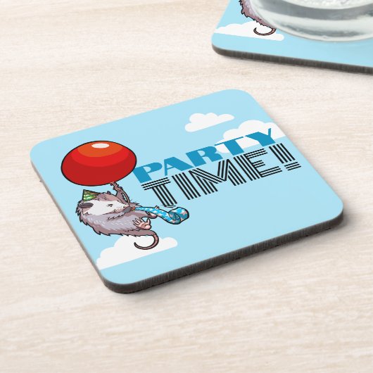 PARTY TIME! Party Possum Grappig Drijvend Opossum Bier Onderzetter (Linkerzijde)