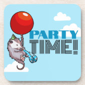 PARTY TIME! Party Possum Grappig Drijvend Opossum Bier Onderzetter (Voorkant)
