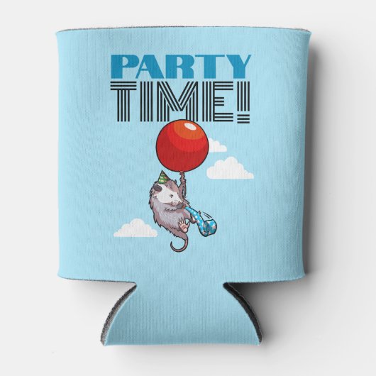 PARTY TIME! Party Possum Grappig Drijvend Opossum Blikjeskoeler (Voorkant)