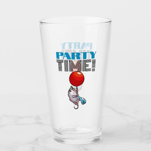 PARTY TIME! Party Possum Grappig Drijvend Opossum Glas (Voorkant)