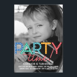 Party Time Photo Birthday Uitnodiging<br><div class="desc">Personaliseer deze frisse en moderne verjaardagsuitnodiging met uw favoriete foto! Meer kleuren beschikbaar op berryberrysweet.com com</div>