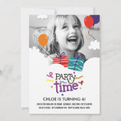 Party Time Photo Birthday Uitnodiging (Voorkant)