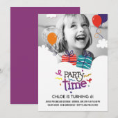 Party Time Photo Birthday Uitnodiging (Voorkant / Achterkant)