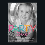 Party Time Photo Birthday Uitnodiging<br><div class="desc">Personaliseer deze frisse en moderne verjaardagsuitnodiging met uw favoriete foto! Meer kleuren beschikbaar op berryberrysweet.com com</div>