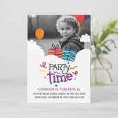 Party Time Photo Birthday Uitnodiging (Staand voorkant)