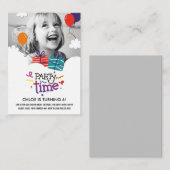 Party Time Photo Birthday Uitnodiging Informatiekaartje (Voorkant / Achterkant)