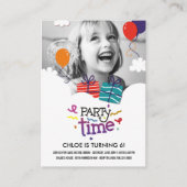 Party Time Photo Birthday Uitnodiging Informatiekaartje (Voorkant)
