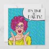 Party Time Pop Art Invitation Kaart (Voorkant)