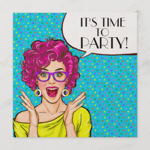 Party Time Pop Art Invitation Kaart