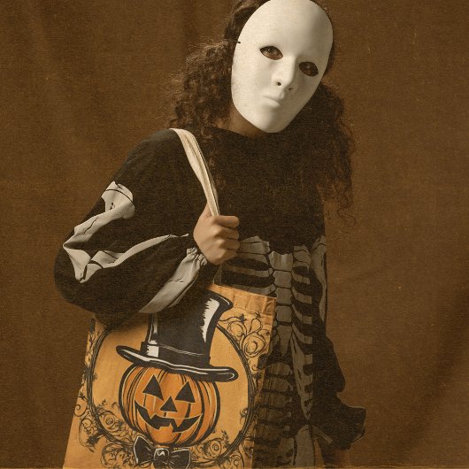 Party Time! Pumpkin Head Halloween Canvas tas