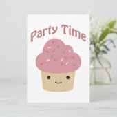 Party Time! Schattigee Cupcake Party Uitnodiging (Staand voorkant)