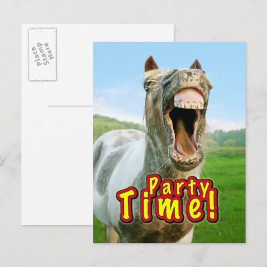 Party Time Uitnodiging Briefkaart (Voorkant / Achterkant)