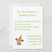 Party Time! Uitnodiging voor een apenpartij (Achterkant)