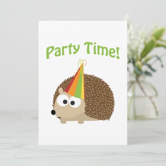 Party Time! Uitnodiging voor egel (Staand voorkant)