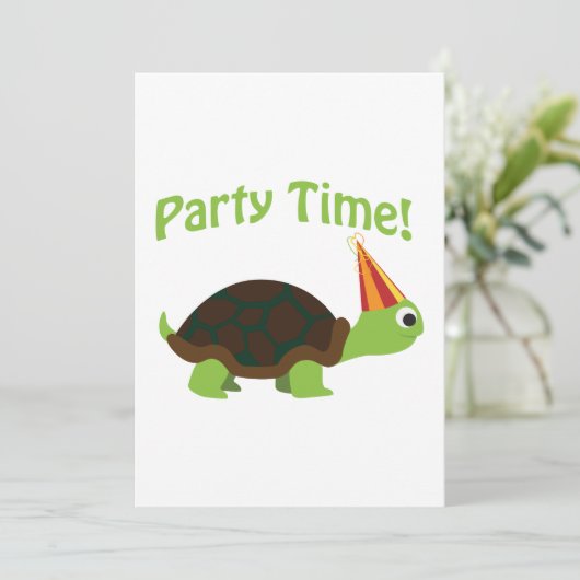 Party Time! Uitnodiging voor Turtle Party (Staand voorkant)