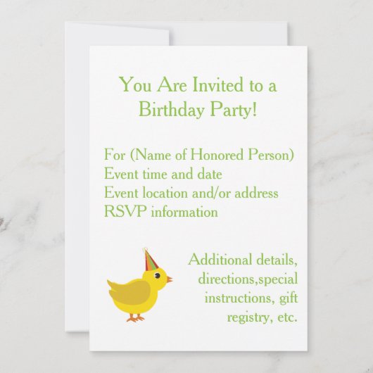 Party Time! Uitnodigingen van Chick Party (Achterkant)