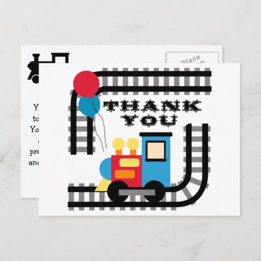 Party Time Verjaardagstrein Dank u Briefkaart (Voorkant / Achterkant)