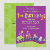 Party Train 1st Birthday Happy Party Kaart (Voorkant / Achterkant)