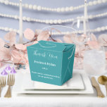 Party Treat Favoriet Box Bedankdoosjes<br><div class="desc">Deze feestelijke voorkeursdoos wordt getoond in een elegante blauwgroen kleur. Pas dit item aan en wijzig de voorbeeldtekst in de jouwe. Tip: Voeg gewoon je geweldige lekkernijen toe en voeg wat feestelijk lint toe.</div>