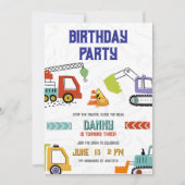 Party Trucks Verjaardag Digger Thema voor Jongens Kaart (Voorkant)