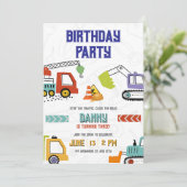 Party Trucks Verjaardag Digger Thema voor Jongens Kaart (Staand voorkant)