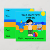 Party Uitnodiging Verjaardag Beach Boys Kinderen (Voorkant / Achterkant)