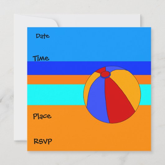 Party Uitnodiging Verjaardag Strand Meisjes Kinder (Achterkant)