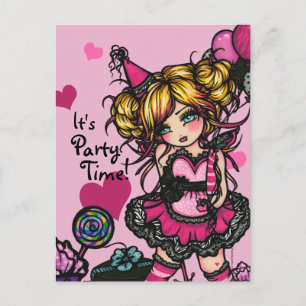 Party Verjaardag Meisje Fairy Kaart Nodig Briefkaa