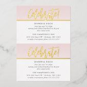 PARTY VERJAARDAGSCARD lichtroze gouden polka stipp Folie Uitnodiging (Voorkant)