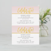 PARTY VERJAARDAGSCARD lichtroze gouden polka stipp Folie Uitnodiging (Staand Voorkant)