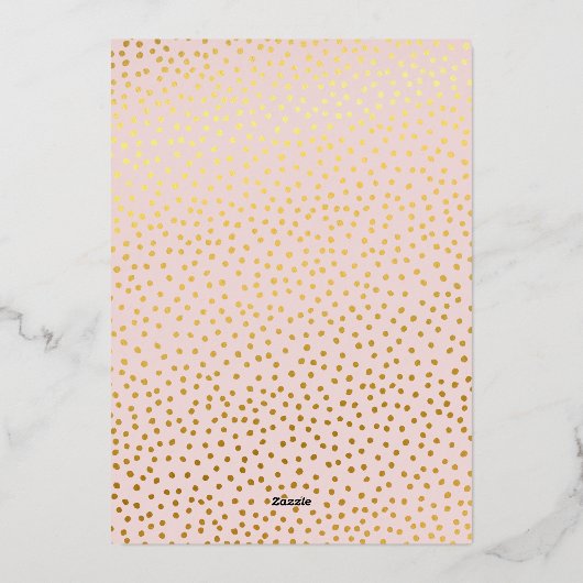 PARTY VERJAARDAGSCARD lichtroze gouden polka stipp Folie Uitnodiging (Achterkant)