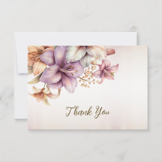 Party Waterverf Boho Roze Bloemen Elegant Bedankkaart (Voorkant)