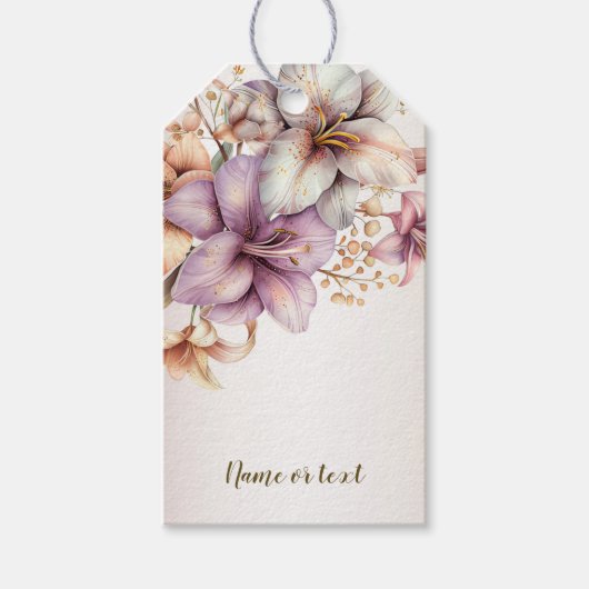 Party Waterverf Boho Roze Bloemen Elegant Cadeaulabel (Voorkant)