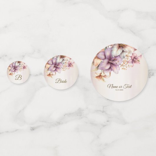 Party Waterverf Boho Roze Bloemen Elegant Confetti (Voorkanten)