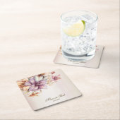 Party Waterverf Boho Roze Bloemen Elegant Kartonnen Onderzetters (Insitu)