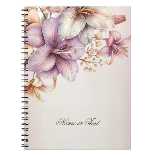 Party Waterverf Boho Roze Bloemen Elegant Notitieboek (Voorkant)