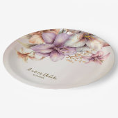 Party Waterverf Boho Roze Bloemen Elegant Papieren Bordje (Gekanteld)