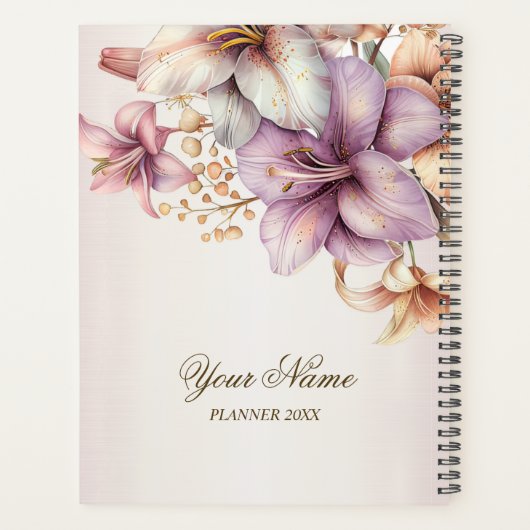 Party Waterverf Boho Roze Bloemen Elegant Planner (Achterkant)