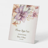 Party Waterverf Boho Roze Bloemen Elegant Reclamebord Met Voetstuk (Voorkant)